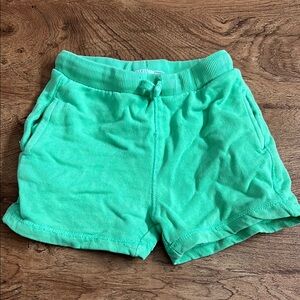 Zara Green Casual Shorts with Elastic Waistband